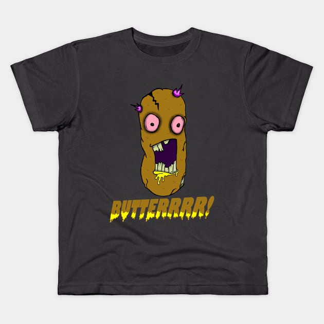 Zombie Potato Butter Scream Kids T-Shirt by JonnyVsTees